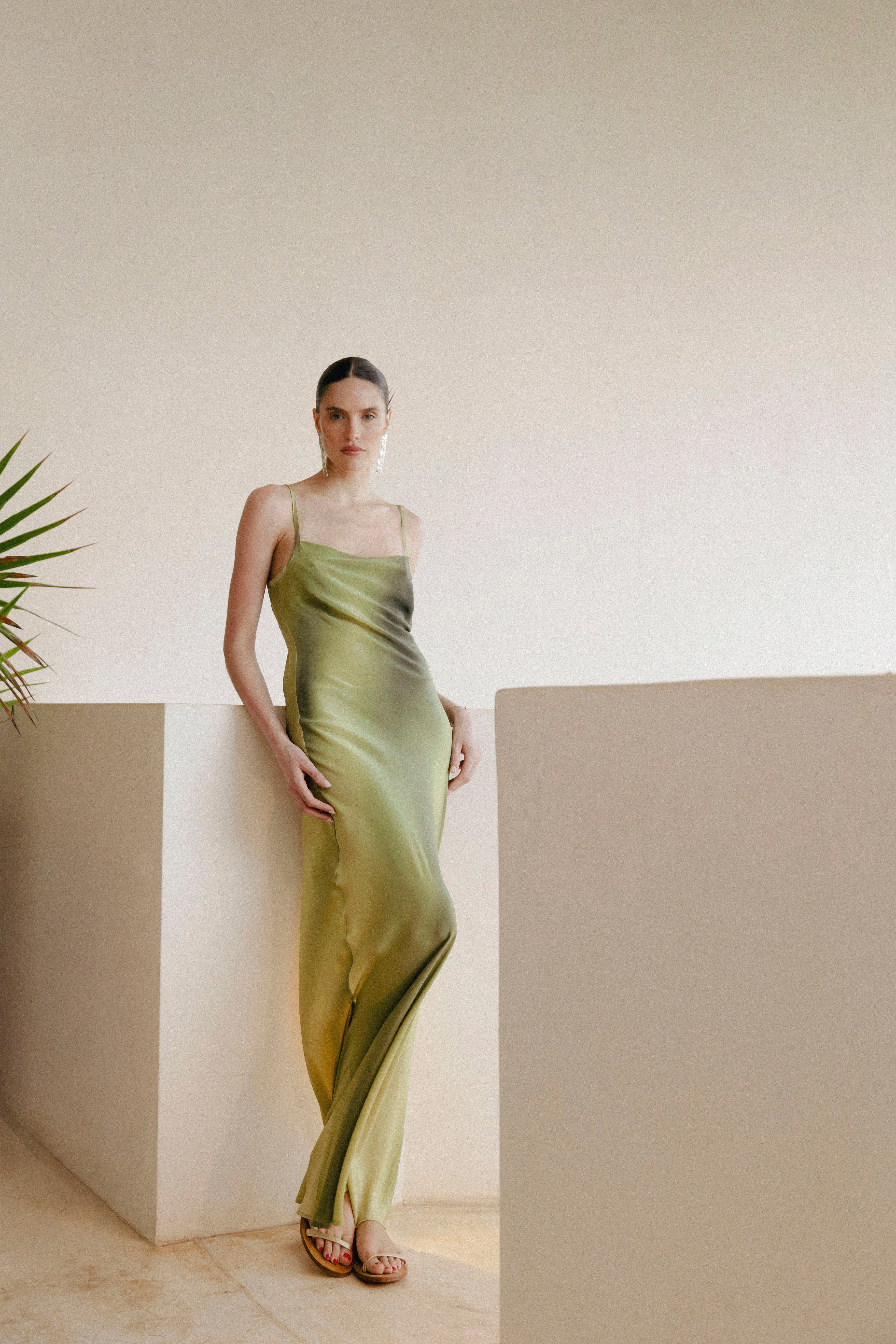 Matcha Silk Atena Dress