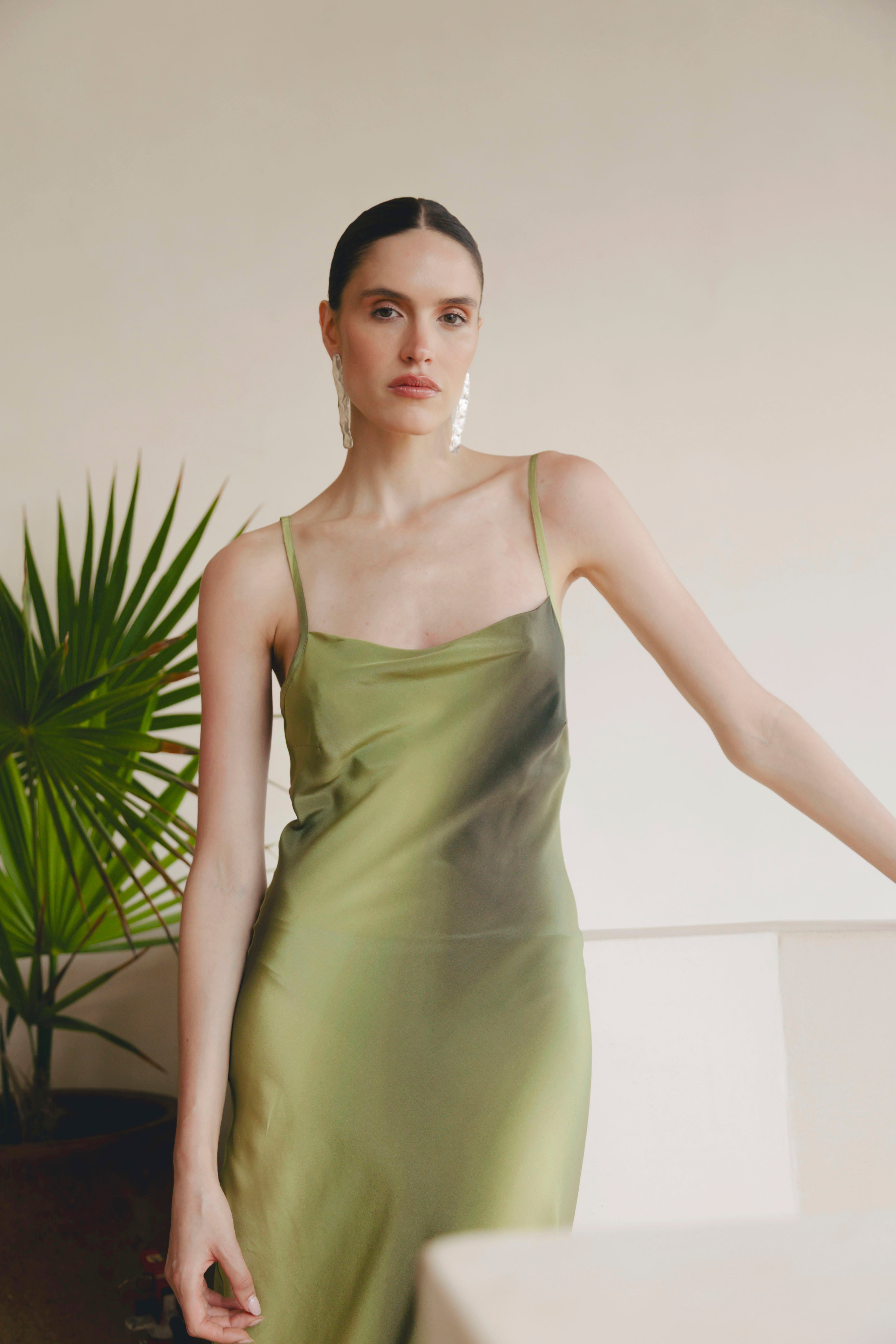 Matcha Silk Atena Dress