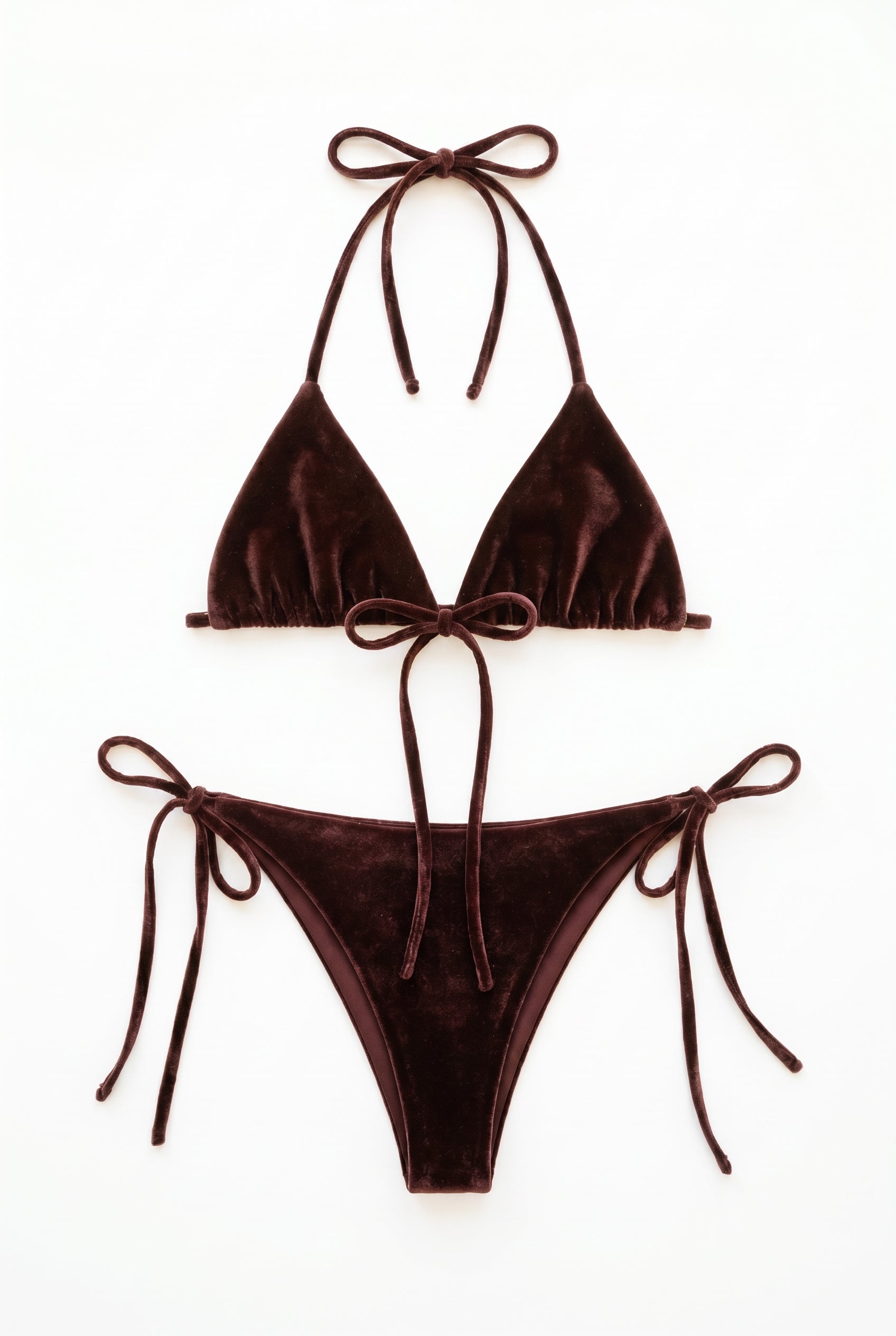 Burgundy Velvet Bikini Set