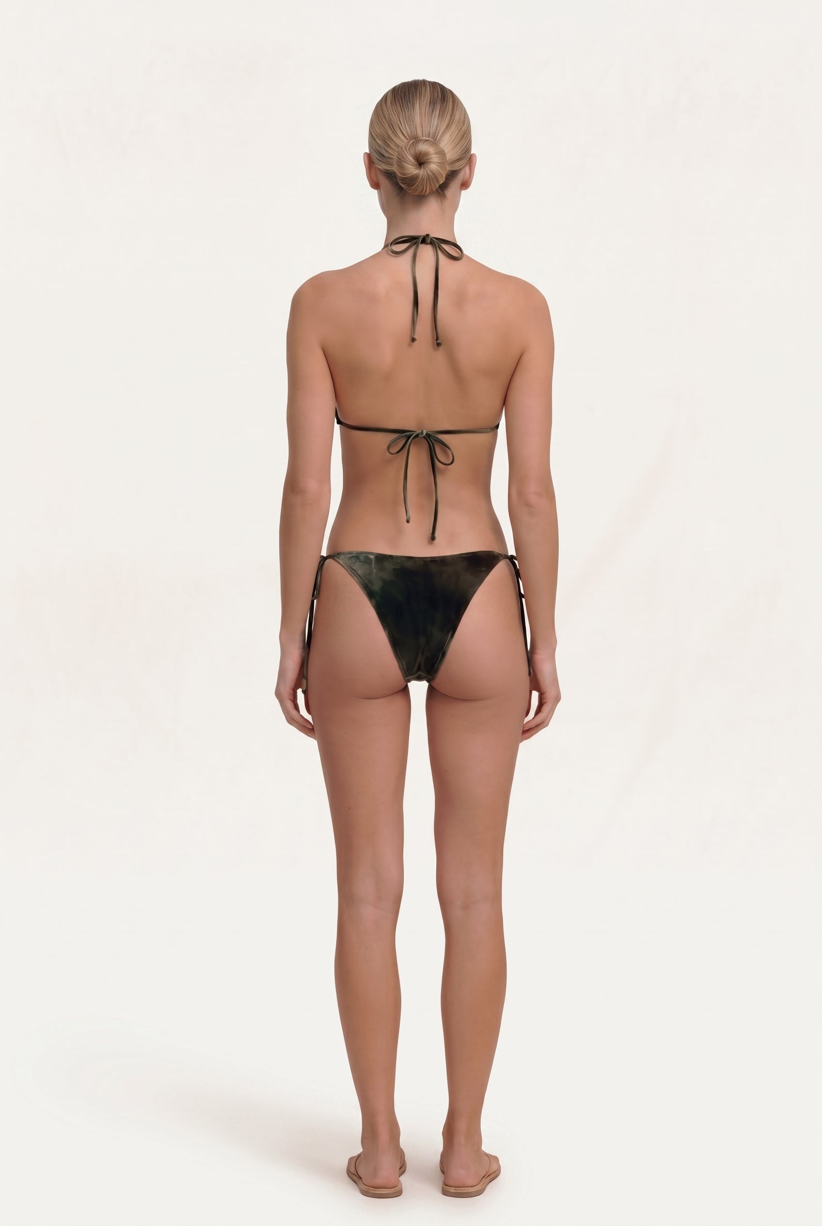 Olive Green Velvet Bikini Set