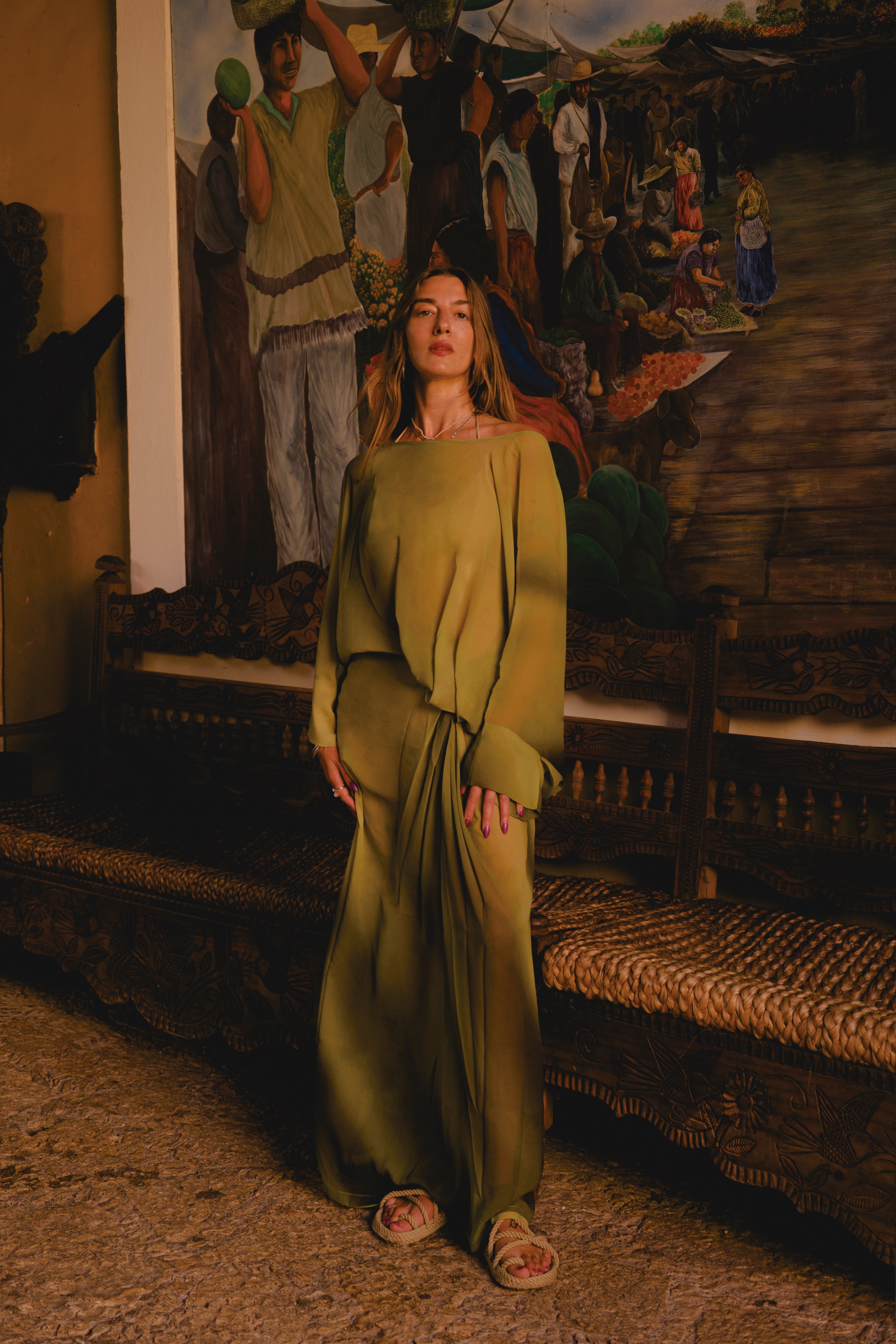 Matcha Silk Queen Dress