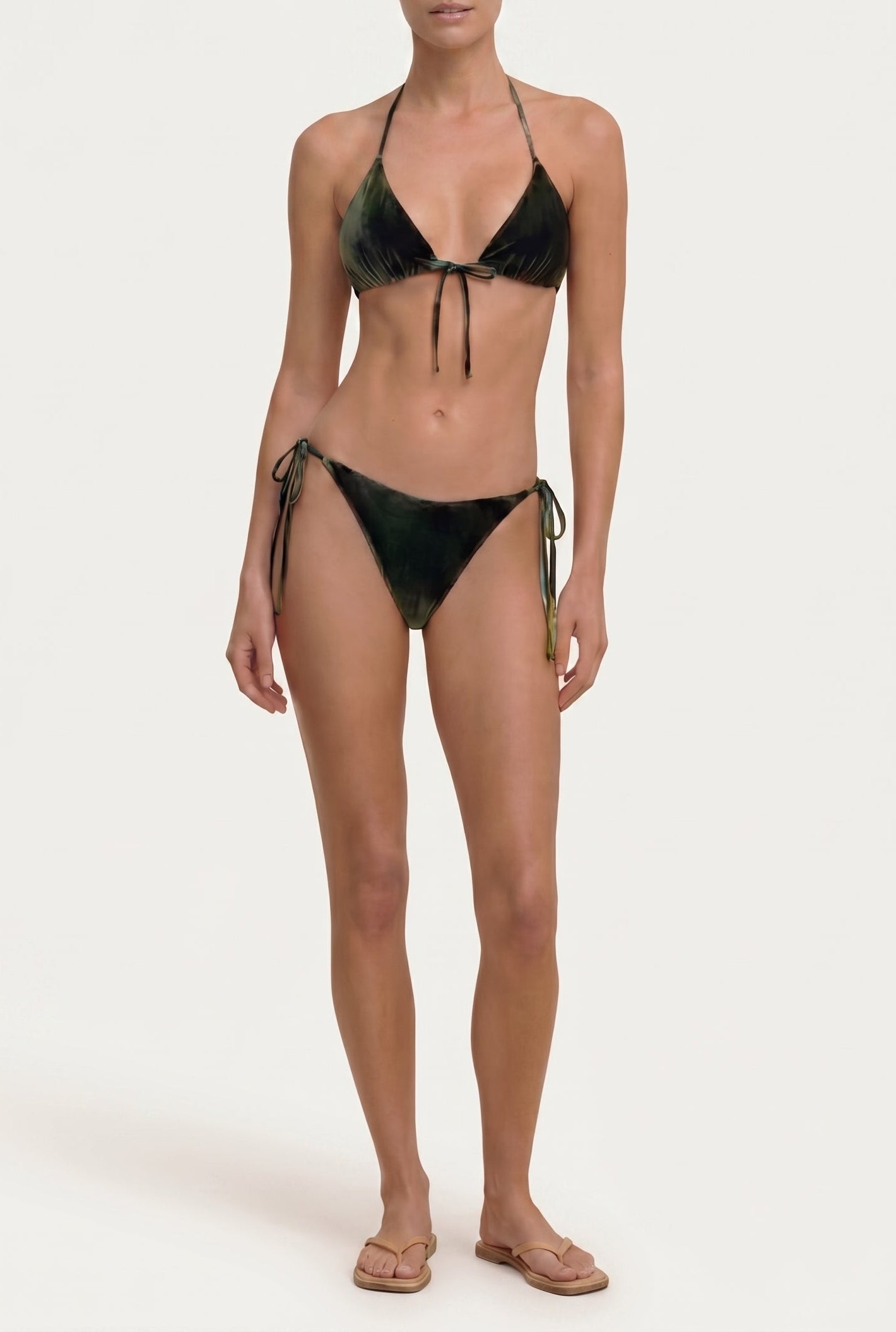 Olive Green Velvet Bikini Set